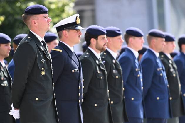 Graduation Ceremony for Final-Year Officer Cadets at the Royal Military Academy 2026 BRUSSELS, BELGIUM - AUGUST 27 : Graduation Ceremony for Final-Year Officer Cadets at the Royal Military Academy. King Philippe, Queen Mathilde, and Her Royal Highness Princess Elisabeth attended the graduation ceremony for final-year officer cadets at the Royal Military Academy. Graduates from the 176th Polytechnic Class, the 162nd Class in Social and Military Sciences (to which Prince Gabriel belongs), and various classes from the Special Division were honored during the ceremony on August 27, 2026 in Brussels, Belgium, 27 08 2026 Brussels Belgium  Copyright: xDidierxLebrunx