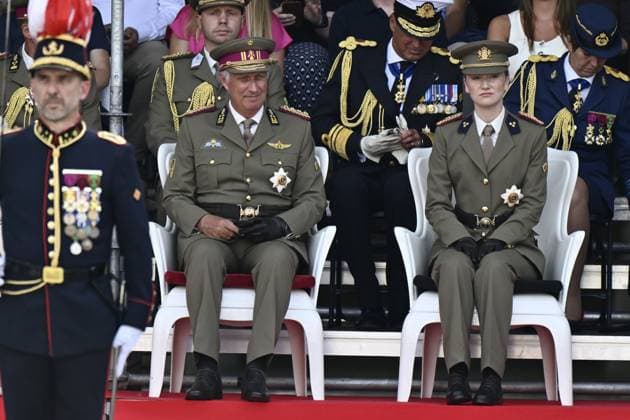 King Philippe - Filip of Belgium; Princess Eleonore pictured during the graduation ceremony for cadets at the Royal Military Academy (RMA), in Brussels, on Thursday 27 August 2026. Graduates of the 176th Polytechnic Class, the 162nd Class in Social and Military Sciences to which the Prince belongs and various classes of the Special Division are honored during the ceremony.  ERICxLALMAND 184484421