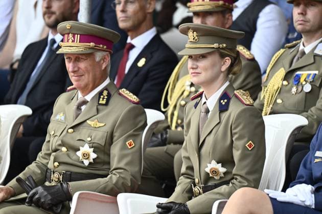 King Philippe - Filip of Belgium; Princess Eleonore pictured during the graduation ceremony for cadets at the Royal Military Academy (RMA), in Brussels, on Thursday 27 August 2026. Graduates of the 176th Polytechnic Class, the 162nd Class in Social and Military Sciences to which the Prince belongs and various classes of the Special Division are honored during the ceremony.  ERICxLALMAND 184492614