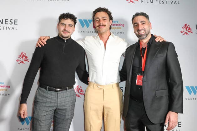 August 27, 2026: MARCUS KHOUDAIR (C) and CAMILLE LATTOUF (R) Festival Founder attends the Lebanese Film Festival Australia 2026 Opening Night at the Bryan Brown Theatre on August 27, 2026 in Sydney, NSW Australia  - ZUMAa155 20260827_aaa_a155_004 Copyright: xChristopherxKhouryx
