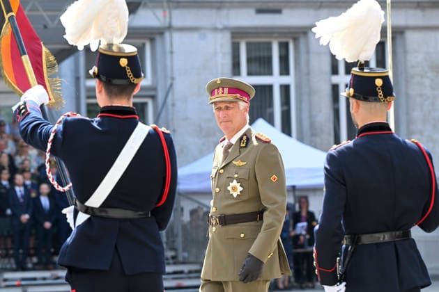 Prince Gabriel - Royal Military School Brussels, 27 08 2026 : Belgian Royals attend the graduation ceremony of the graduating officer cadets of the Royal Military School. The graduates of the 176th Polytechnic Class, the 162nd Social and Military Sciences Class, to which His Royal Highness Prince Gabriel belongs, and various classes of the Special Division, are honoured during the ceremony. Pix : King Philippe . Credit : Peter De Smedt CC . Brussels Belgium  Copyright: xContentxCurationx PeterxDexSmedtx xCCx