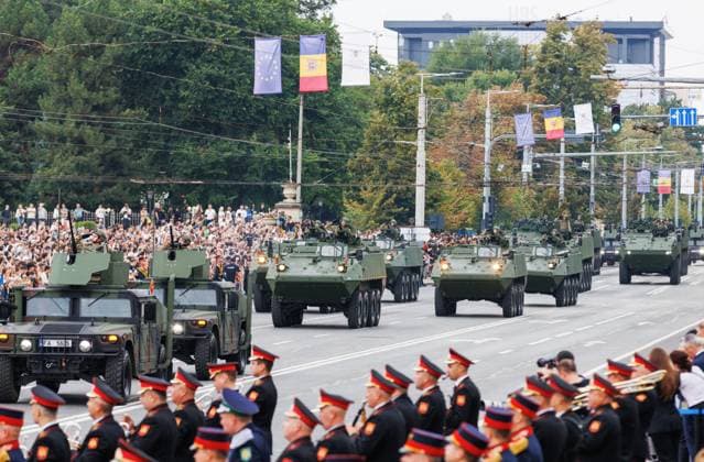 Moldova Independence Day 9230031 27.08.2026 Armoured vehicles take part in the military parade during Moldova s Independence Day celebrations in Chisinau, Moldova. Stringer Sputnik Chisinau Moldova  Copyright: xStringerx