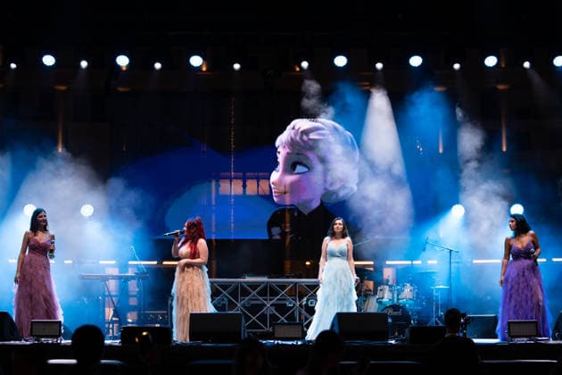 Salerno Pitti Pizza and Friends 2026 in Salerno, Italy - 27 Aug 2026 Marika Infante, Stefania Balestrieri, Emanuela Balestrieri and Mery Carraturo (from left to right) from Four Ladies (emerging artists) perform live at Piazza della Libertà during the Salerno Pitti Pizza and Friends 2026. Pitti Pizza & Friends is an event held in Salerno from August 25 to 30, 2026, combining gastronomic culture with live shows and music. Salerno Italy Copyright: xAndreaxGulíx xSOPAxImagesx AGULI_PittiPizza2026_27AUG(76)