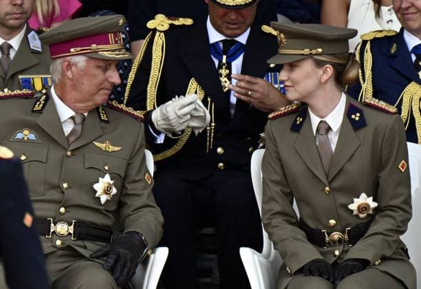 King Philippe - Filip of Belgium; Crown Princess Elisabeth and +pictured during the graduation ceremony for cadets at the Royal Military Academy (RMA), in Brussels, on Friday 28 August 2026. Graduates of the 176th Polytechnic Class, the 162nd Class in Social and Military Sciences to which the Prince belongs and various classes of the Special Division are honored during the ceremony.  ERICxLALMAND 184537623