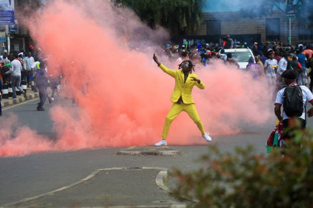 Hundreds of traders protest tax hikes in Kenya NAIROBI, KENYA - AUGUST 28: Hundreds of traders and businesspeople stage a demonstration in Nairobi, Kenya, on August 28, 2026, to protest rising tax rates and the increasing cost of living. Demonstrators gather in the city’s Central Business District (CBD), close their shops and march through the streets carrying placards denouncing tax hikes. Traders say the increased tax burden has led to higher prices for goods and services, negatively affecting sales. Riot police intervene as demonstrators march along the city’s main streets, using tear gas to disperse the crowd. Lucas Mukasa Anadolu Nairobi Kenya. Editorial use only. Please get in touch for any other usage.  Copyright: x2026xAnadoluxLucasxMukasax