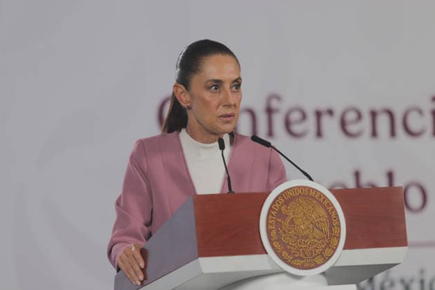 Mexico™s President Claudia Sheinbaum Holds Briefing Mexico™s President Claudia Sheinbaum Pardo speaks during her daily news conference at National Palace. on August 28, 2026 in Mexico City, Mexico. (Photo by Carlos Santiago Eyepix Group) Copyright: xCarlosxSantiago xEyepixxGroupx CS_28082026_196420