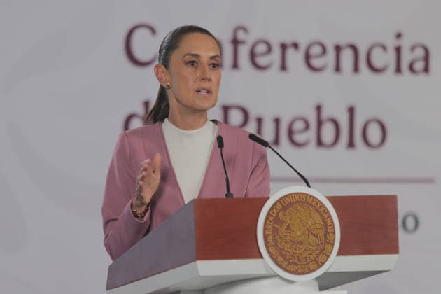 Mexico™s President Claudia Sheinbaum Holds Briefing Mexico™s President Claudia Sheinbaum Pardo speaks during her daily news conference at National Palace. on August 28, 2026 in Mexico City, Mexico. (Photo by Carlos Santiago Eyepix Group) Copyright: xCarlosxSantiago xEyepixxGroupx CS_28082026_196423
