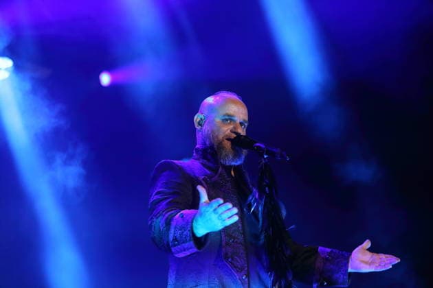 Martin Engler von der Band Mono Inc. bei einem Open-Air-Konzert am Waschhaus in Potsdam, 28. August 2026. Mono Inc. Konzert Potsdam