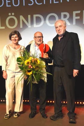 Film Rückkehr nach Montauk . Daniela Goetz Festivalintendantin Volker Schlöndorff Regisseur Filmvestival Ludwigshafen Ehrenpreistraeger Dr. Michael Goetz Laudator Festival Intendant Ludwigshafen 28.08.2026 am Rheinufer 22.Festival des Deutschen Films 2026 Foto Ludwigshafen