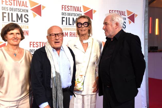 Film Rückkehr nach Montauk . Daniela Goetz Festivalintendantin Volker Schlöndorff Regisseur Ehrenpreisträger Cornelia von Maltzahn Dr. Michael Goetz Festivalintendant Ludwigshafen 28.08.2026 am Rheinufer 22.Festival des Deutschen Films 2026 Foto Ludwigshafen