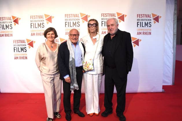 Film Rückkehr nach Montauk . Daniela Goetz Festivalintendantin Volker Schlöndorff Regisseur Ehrenpreisträger Cornelia von Maltzahn Dr. Michael Goetz Festivalintendant Ludwigshafen 28.08.2026 am Rheinufer 22.Festival des Deutschen Films 2026 Foto Ludwigshafen