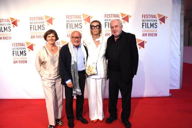 Film Rückkehr nach Montauk . Daniela Goetz Festivalintendantin Volker Schlöndorff Regisseur Ehrenpreisträger Cornelia von Maltzahn Dr. Michael Goetz Festivalintendant Ludwigshafen 28.08.2026 am Rheinufer 22.Festival des Deutschen Films 2026 Foto Ludwigshafen
