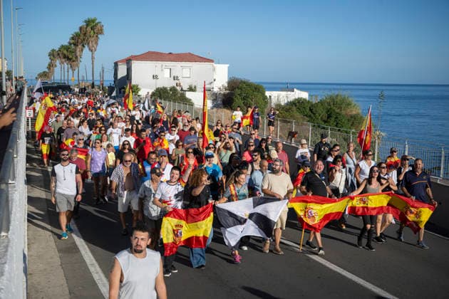 Peaceful demonstration organized by neighborhood associations in Ceuta. Dozens of people during a peaceful demonstration on August 29, 2026, in Ceuta, Spain. The demonstration, which was distinctly peaceful in nature, was organized by several neighborhood associations under the slogan Ceuta United, Ceuta at Peace Another march scheduled for tonight was ultimately canceled by its organizers to prevent people who incite violence from joining them, following warnings about the possible arrival of extremist groups. AUGUST 29, 2026, Ceuta, Spain  Copyright: xMarcosxMorenox 7737647
