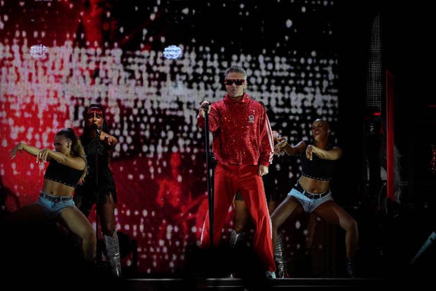 MEO KALORAMA 2026 Robbie Williams performing at Palco Meo on first day of MEO Kalorama, at Parque da Bela Vista, in Lisbon, Portugal, this Friday 28. (Photo: Bruno de Carvalho Brazil Photo Press) Lisboa Parque da Bela Vista Lisboa Portugal Copyright: xBrunoxdexCarvalhox