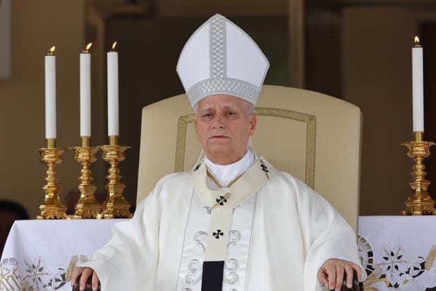 MASS Italy, Castle Gandolfo, Vatican, 2026 8 29 Pope Leo XIV leads a mass at the Church of Maria Santissima del Lago for the Feast of Our Lady of the lake in Castel Gandolfo EDITORIAL USE ONLY - NO BOOKS Copyright: xGrzegorzxGalazkax xPOOL xCatholicxPressxPhotox