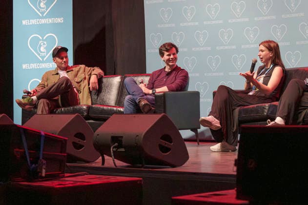 Daniel Bonjour, Chandler Riggs und Katelyn Nacon auf der German Walker Con 2026 in der Turbinenhalle. Oberhausen, 29.08.2026