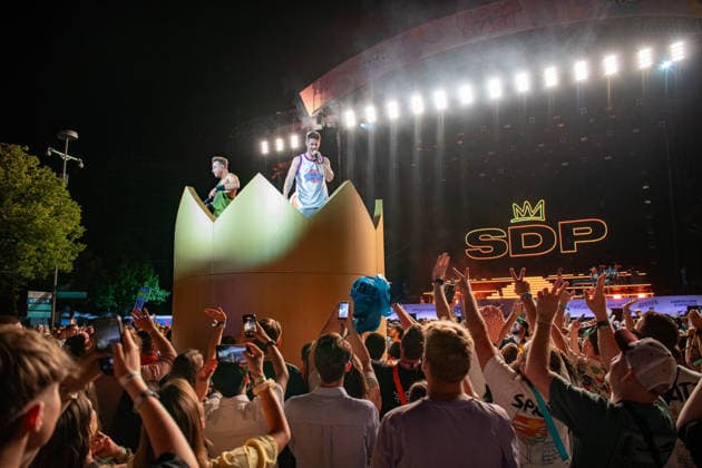 Die deutsche Band SDP bei ihrem Auftritt auf dem Superbloom Festival im Olympiapark in München am 29.08.2026. München Olympiapark Bayern Deutschland