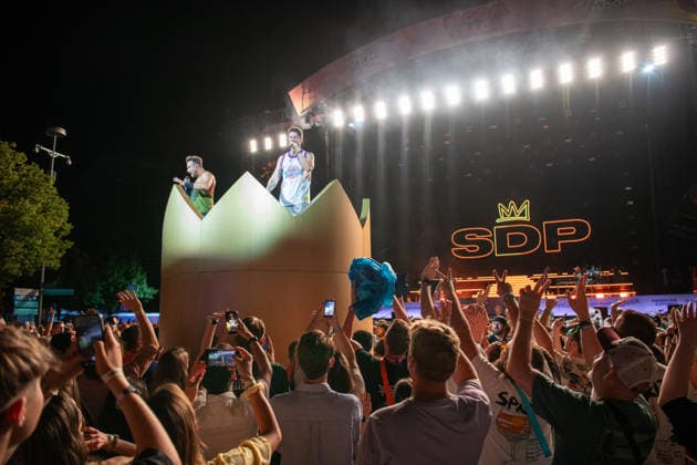 Die deutsche Band SDP bei ihrem Auftritt auf dem Superbloom Festival im Olympiapark in München am 29.08.2026. München Olympiapark Bayern Deutschland