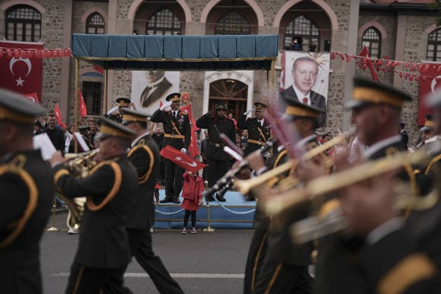 Ankara marks 104th anniversary of Victory Day with ceremonial march ANKARA, TURKIYE - AUGUST 30: Military personnel and ceremonial units participate in a traditional Victory Day parade march from the Grand National Assembly of Turkiye (TBMM) to the First Parliament building in Ulus to mark the 104th anniversary of August 30 Victory Day in Ankara, Turkiye, on August 30, 2026. Citizens gathered along the parade route waving national flags to celebrate the historic military triumph. Metin Aktas Anadolu Ankara Turkey. Editorial use only. Please get in touch for any other usage.  Copyright: x2026xAnadoluxMetinxAktasx