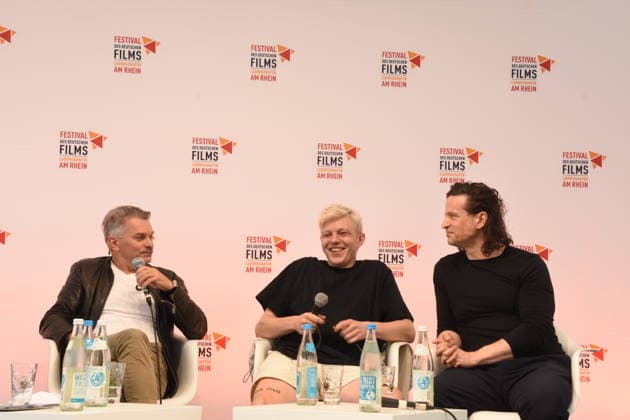 Filmgespraech Adams Acht Ivo -Alexander Beck Produzent Leonard Kunz Schauspieler Karim Sebastian Elias Komponist Ludwigshafen 30..08.2026 am Rheinufer 22.Festival des Deutschen Films 2026 Foto Ludwigshafen