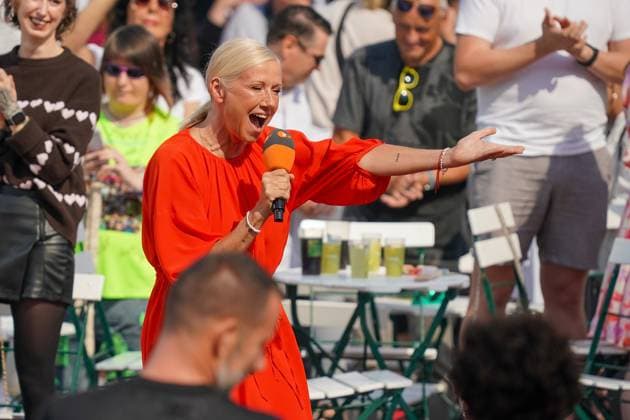ZDF-Fernsehgarten 2026. Andrea (Kiwi) Kiewel im ZDF Fernsehgarten mit dem Motto Schlagerparty am 30.08.2026 in Mainz. Mainz ZDF Fernsehgarten Rheinland-Pfalz