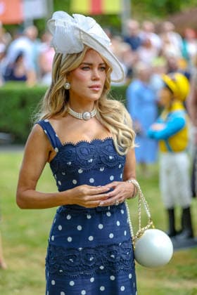 31.08.2026, Baden-Baden, Das Niederländische Model Sylvie Francoise Meis zu Besuch auf der Galopprennbahn in Iffezheim beim Pferderennen anlässlich des 156. Preis um die Casino Baden-Baden Goldene Peitsche. Baden-Baden Deutschland