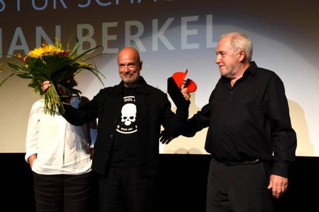 Daniela Goetz Festivalintendantin Christian Berkel Schauspieler Festivalpreistraeger fuer Schauspielkunst 2026 Dr. Michael Goetz Laudator Festivalintendan Ludwigshafen 30..08.2026 am Rheinufer 22.Festival des Deutschen Films 2026 Foto Ludwigshafen