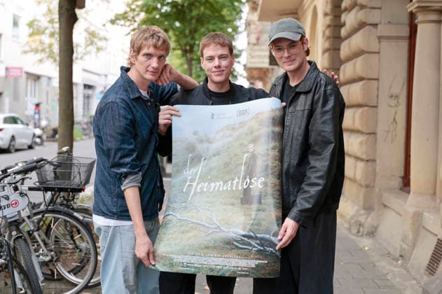 Paul Boche, Kai Stänicke und Philip Froissant beim Screening des Kinofilms Der Heimatlose in der Filmpalette. Köln, 30.08.2026