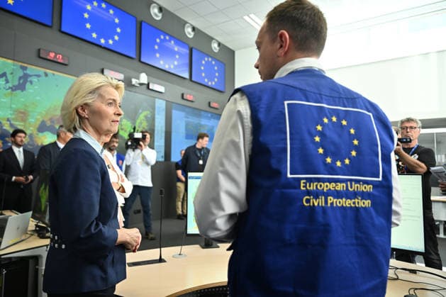 Ursula von der Leyen and Commissioner Hadja Lahbib inspect ERCC operations in Brussels BRUSSELS, BELGIUM - AUGUST 31: European Commission President Ursula von der Leyen and European Commissioner for Equality, Preparedness and Crisis Management Hadja Lahbib visit the Emergency Response Coordination Centre (ERCC) in Brussels, Belgium, on August 31, 2026. Von der Leyen and Lahbib received a comprehensive briefing on the center s operational coordination, civil protection mechanisms, and disaster response strategies before delivering a joint statement to members of the press. Dursun Aydemir Anadolu Brussels Belgium. Editorial use only. Please get in touch for any other usage.  Copyright: x2026xAnadoluxDursunxAydemirx