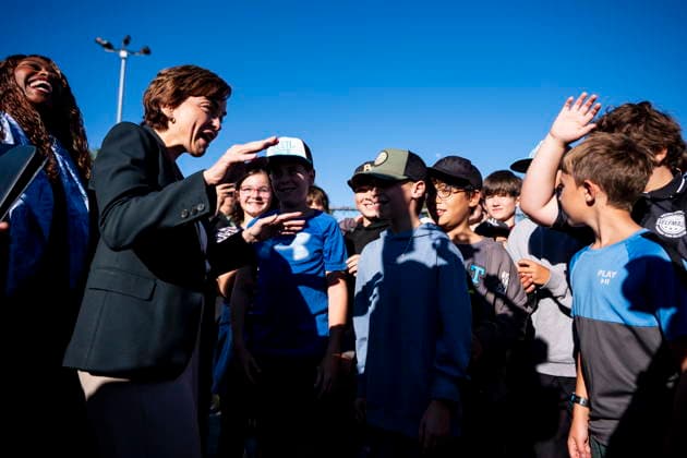 August 31, 2026, Saint-Colomban, Pq, CANADA: Coalition Avenir Quebec Leader Christine Frechette makes an election campaign stop at the Ecole des Hautbois, in Saint-Colomban, Que., on Monday, Aug. 31, 2026. Saint-Colomban CANADA  - ZUMAc35_ 20260831_zaf_c35_003 Copyright: xChristopherxKatsarovx
