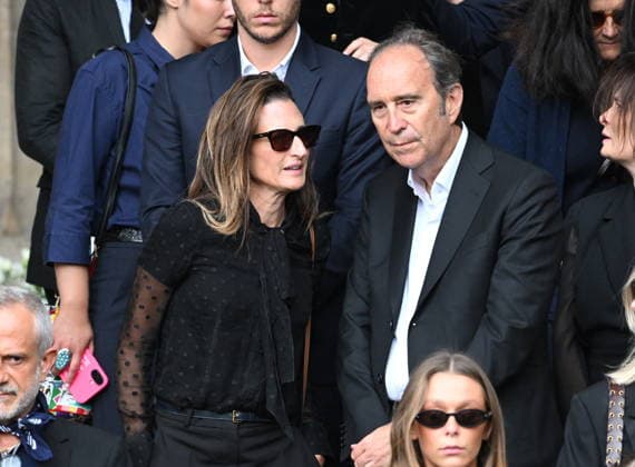 Mathilde Favier Funeral - Paris Camille Cottin and Xavier Niel during the funeral of Mathilde Favier, director of public relations for Christian Dior Couture, at the Saint-Sulpice church in Paris, France, on August 31, 2026. She died in a car accident with her partner, French producer Nicolas Altmayer, on August 17, aged 57 and 61, respectively. Photo by Florian Poitout ABACAPRESS.COM Paris France  Copyright: xPoitoutxFlorian ABACAx