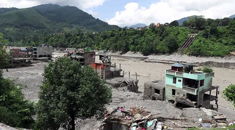 RECORD DATE NOT STATED Aftermath of devastating flash floods in Trishuli area Trishuli Nepal , Aug 31 (ANI): A view of the green-coloured house which stood intact amid the raging flash flood and survived the disaster that hit the region on 26th August, in Trishuli on Monday. (ANI Video Grab) Trishuli Bagmati Nepal Copyright: xANIx ANI_20260831261
