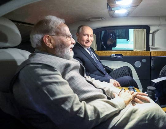 RECORD DATE NOT STATED Prime Minister Narendra Modi and Russian President Vladimir Putin share the same car Bishkek Kyrgyzstan , Aug 31 (ANI): Prime Minister Narendra Modi and Russian President Vladimir Putin share the same car as they head towards the opening ceremony of the VI World Nomad Games at Bishkek Arena, in Bishkek on Monday. Bishkek Kyrgyzstan Copyright: xANIx ANI_20260831435