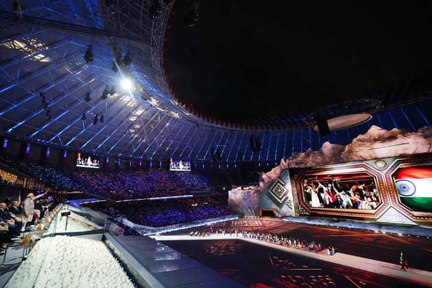 RECORD DATE NOT STATED PM Modi gives a standing ovation to the Indian delegation participating in the 6th World Nomad Games Bishkek Kyrgyzstan , Aug 31 (ANI): Prime Minister Narendra Modi gives a standing ovation to the Indian delegation participating in the 6th World Nomad Games during the opening ceremony at Bishkek Arena Stadium, in Bishkek on Monday. (@narendramodi X ANI Photo) Bishkek Kyrgyzstan Copyright: xANIx ANI_20260831509