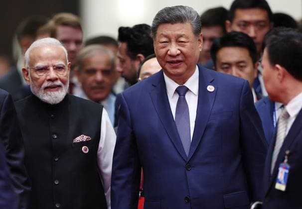 Kyrgyzstan SCO Summit 9232207 01.09.2026 Chinese President Xi Jinping and Indian Prime Minister Narendra Modi arrive to attend a session of the Shanghai Cooperation Organization (SCO) summit in Bishkek, Kyrgyzstan. Petr Kovalev Sputnik Bishkek Kyrgyzstan  Copyright: xPetrxKovalevx