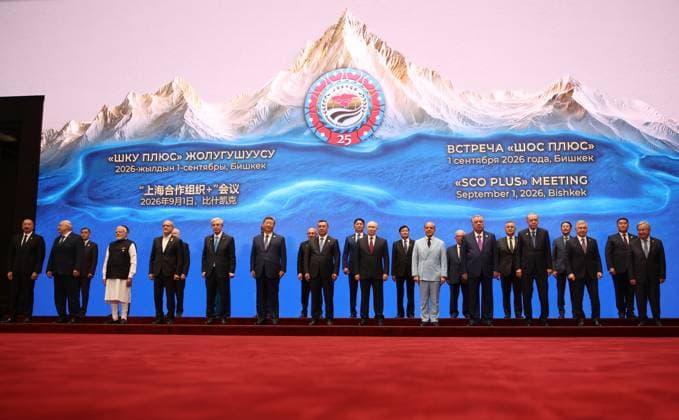 Kyrgyzstan SCO Summit 9232420 01.09.2026 From left, Azerbaijani President Ilham Aliyev, Belarusian President Alexander Lukashenko, SCO Secretary-General Nurlan Yermekbayev, Indian Prime Minister Narendra Modi, Iranian President Masoud Pezeshkian, Kazakh President Kassym-Jomart Tokayev, Chinese President Xi Jinping, Armenian Prime Minister Nikol Pashinyan, Kyrgyz President Sadyr Japarov, Mongolian President Ukhnaa Khurelsukh, Russian President Vladimir Putin, Lao President Thongloun Sisoulith, Pakistani Prime Minister Shehbaz Sharif, Egyptian Deputy Prime Minister Hussein Issa, Tajik President Emomali Rahmon, Collective Security Treaty Organization (CSTO) Secretary General Taalatbek Masadykov, Secretary General of the Conference on Interacti  Copyright: xPetrxKovalevx