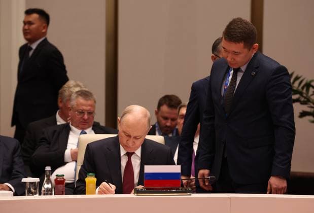 Kyrgyzstan SCO Summit 9232460 01.09.2026 Russian President Vladimir Putin attends a meeting of the Shanghai Cooperation Organisation (SCO) Council of Heads of State in Bishkek, Kyrgyzstan. Vyacheslav Prokofiev Sputnik Bishkek Kyrgyzstan  Copyright: xVyacheslavxProkofievx