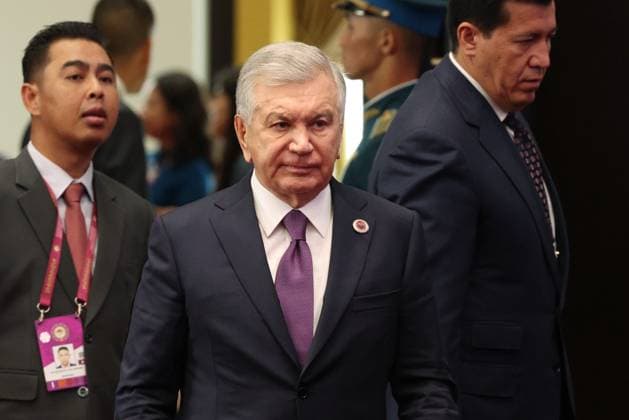 Kyrgyzstan SCO Summit 9232480 01.09.2026 Uzbek President Shavkat Mirziyoyev walks after a meeting of the Shanghai Cooperation Organisation (SCO) Council of Heads of State in Bishkek, Kyrgyzstan. Vyacheslav Prokofiev Sputnik Bishkek Kyrgyzstan  Copyright: xVyacheslavxProkofievx