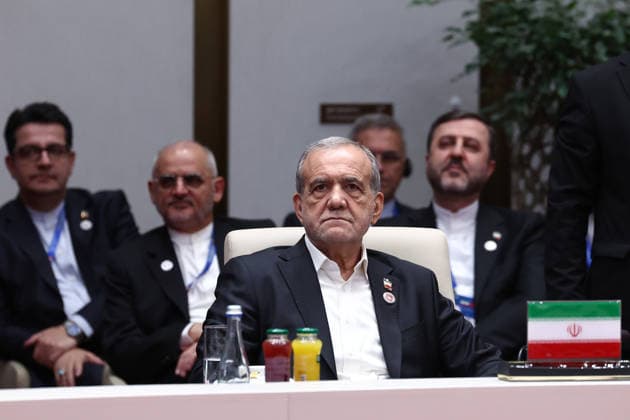 Iranian President Pezeshkian attends SCO Summit in Bishkek BISHKEK, KYRGYZSTAN - SEPTEMBER 01: (----EDITORIAL USE ONLY – MANDATORY CREDIT - IRANIAN PRESIDENCY HANDOUT - NO MARKETING NO ADVERTISING CAMPAIGNS - DISTRIBUTED AS A SERVICE TO CLIENTS----) ( RESTRICTIONS: NO Access Israel Media Persian Language TV Stations Outside Iran Strictly No Access BBC Persian VOA Persian Manoto TV Iran International TV ) Iranian President Masoud Pezeshkian speaks during the Shanghai Cooperation Organization (SCO) Council of Heads of State Meeting in Bishkek, Kyrgyzstan, on September 01, 2026. Iranian Presidency Handout Anadolu Bishkek Kyrgyzstan. Editorial use only. Please get in touch for any other usage.  Copyright: x2026xAnadoluxIranianxPresidency Handoutx