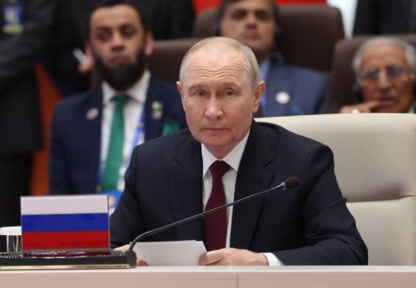 Kyrgyzstan SCO Summit 9232614 01.09.2026 Russian President Vladimir Putin attends a meeting in the Shanghai Cooperation Organization (SCO) Plus format in Bishkek, Kyrgyzstan. Vyacheslav Prokofiev Sputnik Bishkek Kyrgyzstan  Copyright: xVyacheslavxProkofievx