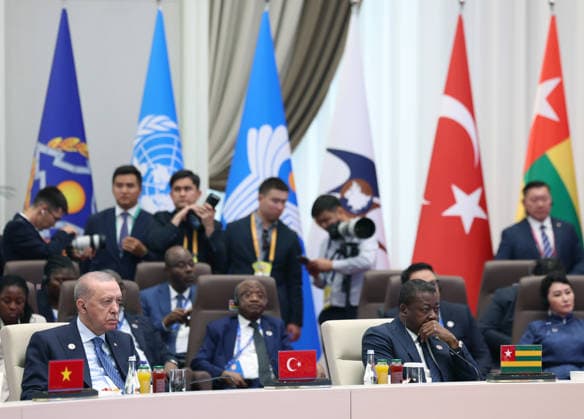 Turkish President Erdogan attends SCO Council of Heads of State Meeting in Kyrgyzstan BISHKEK, KYRGYZSTAN - SEPTEMBER 1: (----EDITORIAL USE ONLY - MANDATORY CREDIT - TURKISH PRESIDENCY MURAT KULA HANDOUT - NO MARKETING NO ADVERTISING CAMPAIGNS - DISTRIBUTED AS A SERVICE TO CLIENTS----) Turkish President Recep Tayyip Erdogan attends the Shanghai Cooperation Organization (SCO) Council of Heads of State Meeting, attended by the heads of state and government of SCO member countries, in Bishkek, Kyrgyzstan, on September 1, 2026. Turkish Presidency Murat Kula Anadolu Bishkek Kyrgyzstan. Editorial use only. Please get in touch for any other usage.  Copyright: x2026xAnadoluxTurkishxPresidency MuratxKulax