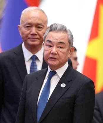 Kyrgyzstan SCO Summit 9232704 01.09.2026 Chinese Foreign Minister Wang Yi and member of the Standing Committee of the Political Bureau of the Communist Party of China Central Committee Cai Qi arrive to attend a meeting in the Shanghai Cooperation Organization (SCO) Plus format in Bishkek, Kyrgyzstan. Petr Kovalev Sputnik Bishkek Kyrgyzstan  Copyright: xPetrxKovalevx