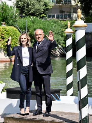 IPA87996973 - Rome, Restoration of the Arch of Janus; Venice, 83rd Venice International Film Festival 2026 arrivals at the Excelsior Hotel pier Pictured: Greta Scarano, host, and Alberto Barbera, director  Copyright: xSimonexComix xPoolxPhotoxEventsx08x 87996973