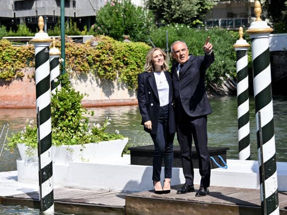 IPA87996974 - Rome, Restoration of the Arch of Janus; Venice, 83rd Venice International Film Festival 2026 arrivals at the Excelsior Hotel pier Pictured: Greta Scarano, host, Alberto Barbera, director  Copyright: xSimonexComix xPoolxPhotoxEventsx08x 87996974