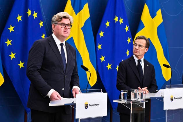 STOCKHOLM, SVERIGE 20260901 Justitieminister Gunnar Strömmer (M) och statsminister Ulf Kristersson (M) under en pressträff pa Rosenbad med anledning av det besked som Tysklands regering presenterat rörande hybridangreppet i Leipzig den 4:e augusti. STOCKHOLM SVERIGE x10430x *** STOCKHOLM, SWEDEN 20260901 Minister of Justice Gunnar Strömmer (M) and Prime Minister Ulf Kristersson (M) during a press conference at Rosenbad following the announcement by the German government regarding the hybrid attack in Leipzig on August 4 STOCKHOLM SSWEDEN x10430x  Copyright: xChristinexOlsson TTx PRESSTRÄFF OM EUROPEISKA SÄKERHETSLÄGET Xv1CkwFMRQ8