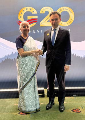 RECORD DATE NOT STATED FM Nirmala Sitharaman meets Poland s Finance Minister Andrzej DomaÅ ski, Asheville North Carolin , Sep 01 (ANI): Union Finance Minister Nirmala Sitharaman meets Minister of Finance and Economy, Poland, Andrzej DomaÅ ski, on the sidelines of the G20 Finance Ministers and Central Bank Governors (FMCBG) Meeting, in Asheville on Monday. (@FinMinIndia X ANI Photo) Asheville North Carolin Copyright: xANIx ANI_20260901473