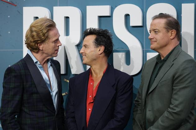 . 01 09 2026. London, United Kingdom. Brendan Fraser , Damian Lewis and Andrew Scott at the Pressure premiere in London.  xStephenxLockx xi-Imagesx IIM-26973-0016