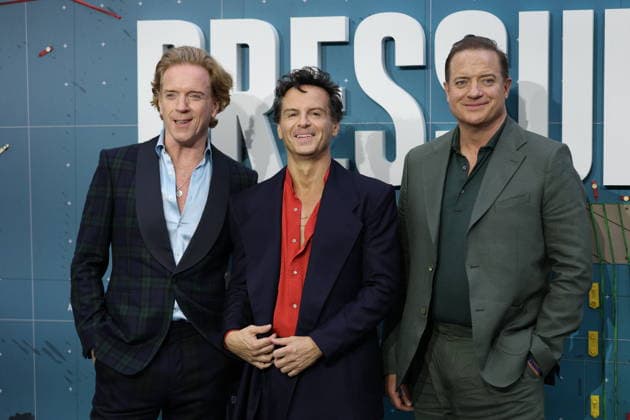 . 01 09 2026. London, United Kingdom. Brendan Fraser , Damian Lewis and Andrew Scott at the Pressure premiere in London.  xStephenxLockx xi-Imagesx IIM-26973-0015