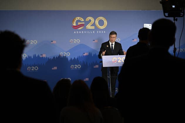 G20 summit of the Finance Ministers and Central Bank Governors Meeting in Asheville ASHEVILLE, USA - SEPTEMBER 1: Latvian Commissioner Valdis Dombrovskis speaks during the second day of the G20 summit of the Finance Ministers and Central Bank Governors Meeting at the Omni Grove Park Inn in Asheville, NC, United States on September 01, 2026 Peter Zay Anadolu North Carolina United States. Editorial use only. Please get in touch for any other usage.  Copyright: x2026xAnadoluxPeterxZayx