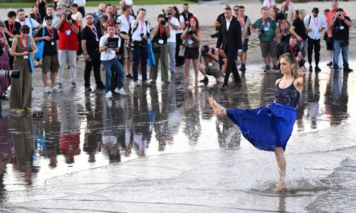 September 1, 2026, Venice, ITALY: Italian actor Greta Scarano poses for photographers at Lido Beach ahead of the 83rd annual Venice International Film Festival, in Venice, Italy, 01 September 2026. Italian actors Greta Scarano and Nicolas Maupas will hosts the opening and closing ceremony of the festival that runs from 02 to 12 September 2026. ANSA ETTORE FERRARI Venice ITALY  - ZUMAa110 20260901_zaf_a110_016 Copyright: xEttorexFerrarix